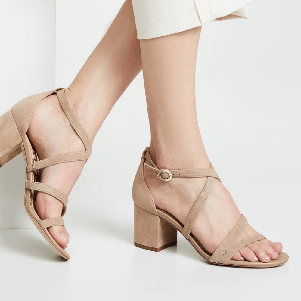 SAM EDELMAN Stacie Suede Strappy Block Heel